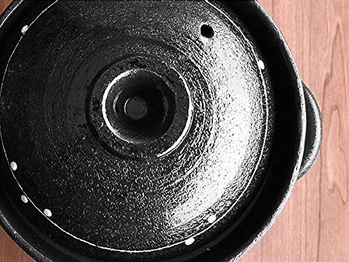 Amazon｜直火専用 陶器 黒釉線紋 4合炊き ご飯土釜 2重蓋 日本製 萬古